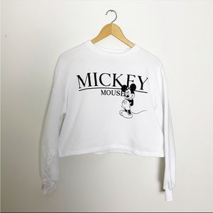Zara x Disney White Mickey Cropped Sweatshirt Med
